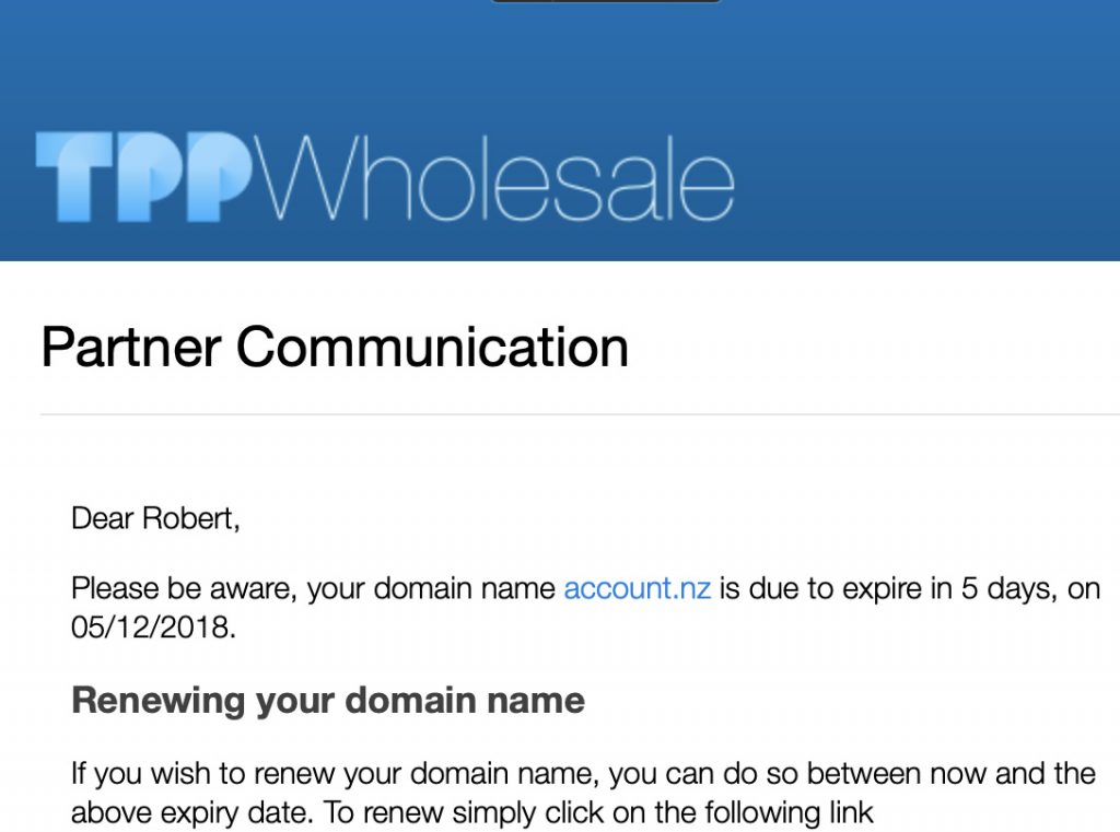 tpp wholesale lost my domain